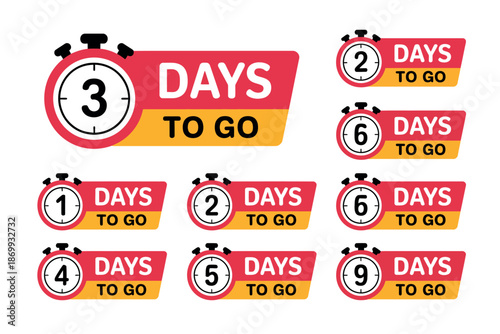 A countdown timer graphic with days to go labels and varying numbers