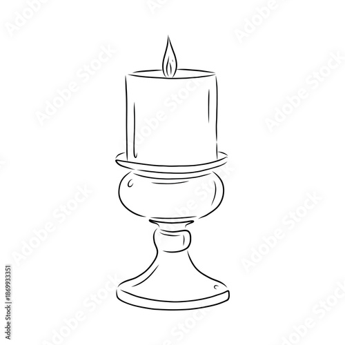 Candle Hand Drawn Lineart, Minimal Lineart Illustration, Vector Art