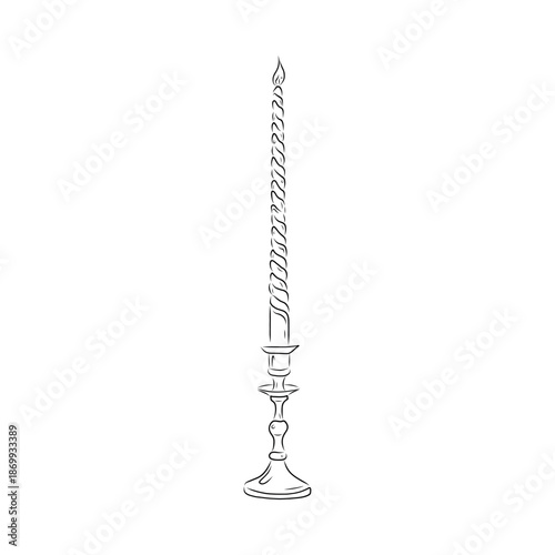 Candle Hand Drawn Lineart, Minimal Lineart Illustration, Vector Art