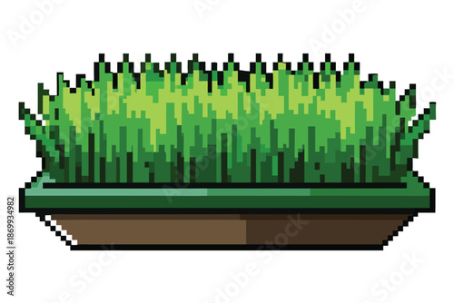 Minimalist Pixel Silhouette of Grass Tile for Retro Game Level Environment Design