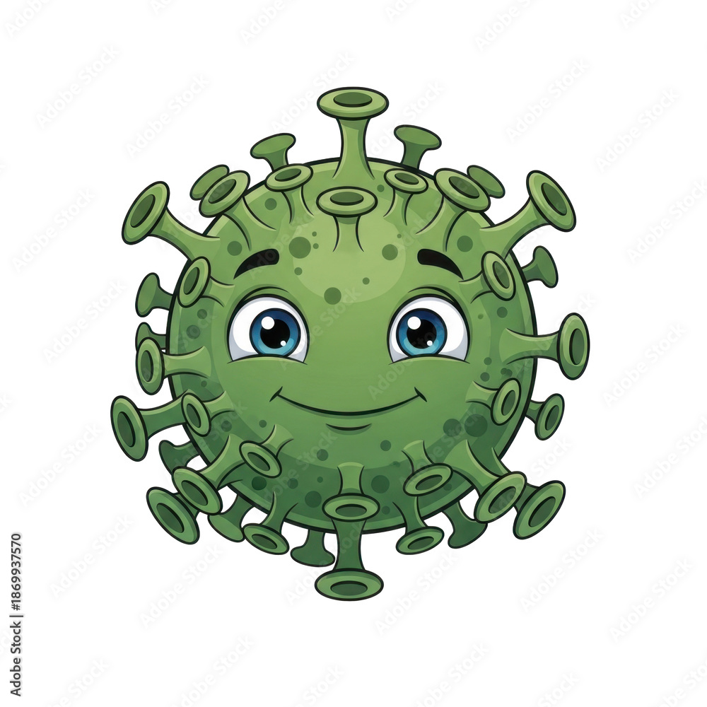 Fototapeta premium Cartoon virus smiling and friendly