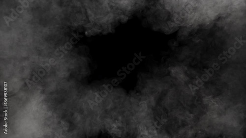 Smoke Frame Overlay with Alpha Chanel. Realistic Fog Borders Moving to Center, Transparent Background (4K).