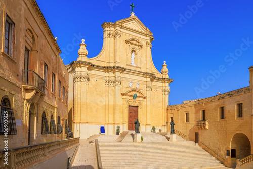 The Cittadella, Gozo, Malta. Cathedral of the Assumption facade.