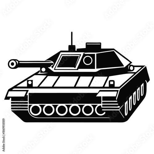 Stylized battle tank illustration showing heavy armor and turret details on isolated background