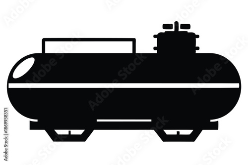 Vertical Gas Storage Tank Silhouette Vector Illustration for Industrial Design