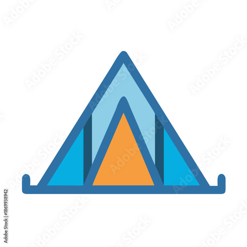 Simple flat design illustration of a camping tent on a black background