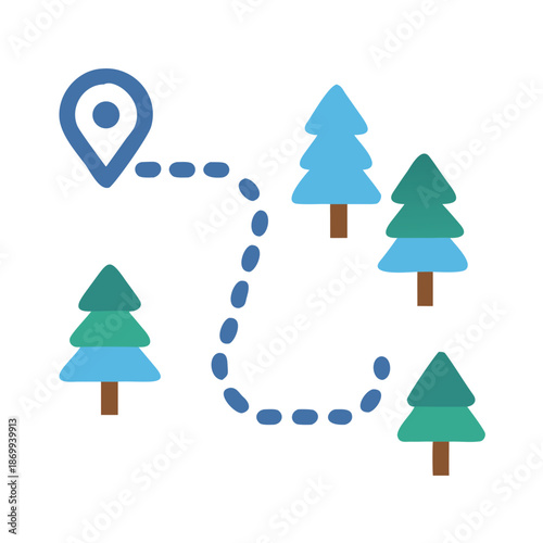 Navigation to a Forest with a Route and Location Marker on Map