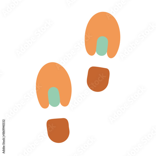 Abstract Footprints on Black: Minimalist Illustration of Two Footprints in Warm Tones