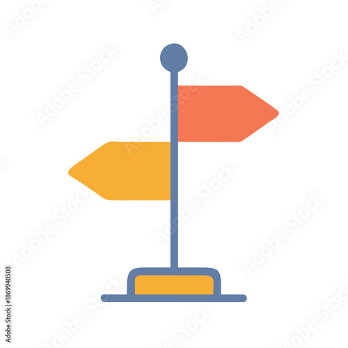 Vector illustration of a colorful direction sign pointing in opposite ways
