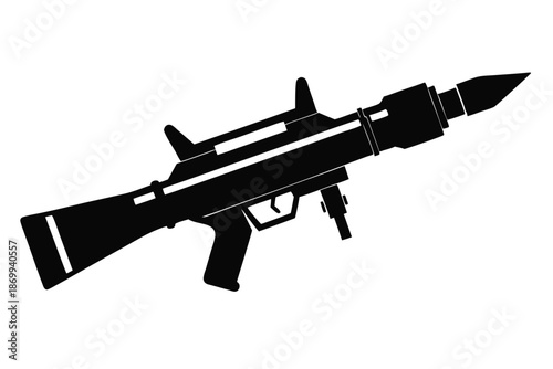 Military Weaponry Silhouette of a Rocket Launcher Isolated for Graphic Design and Icons