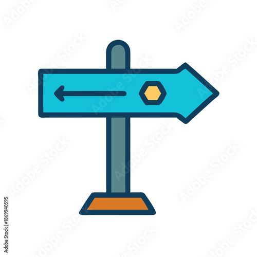 Stylized directional sign pointing left and right on a black background