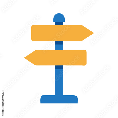 Directional Sign Post With Two Arrows Pointing Opposite Directions On Black Background