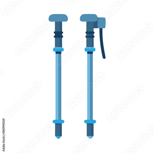 Pair of blue adjustable trekking poles for hiking and outdoor activities