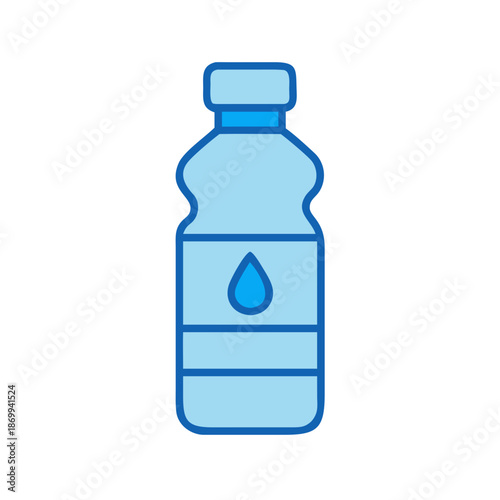 Minimalistic bottle filled with fresh clear water illustration on a black background