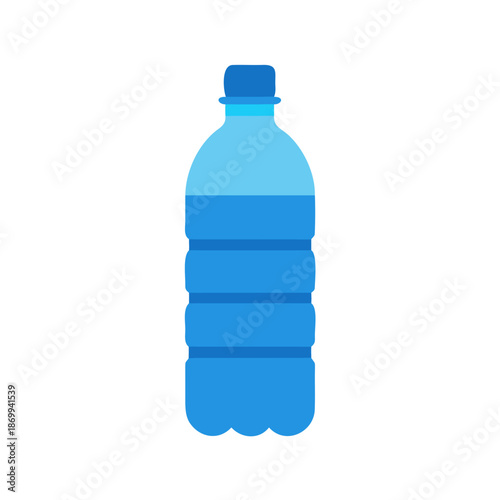 Simple flat vector illustration of a blue water bottle on black background