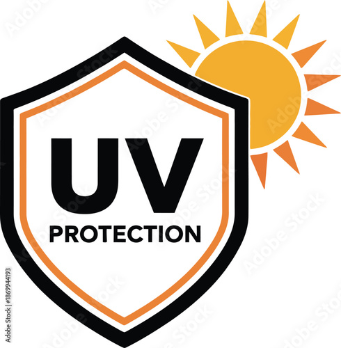 UV Protection Shield Icon with Sun Symbol for Sunscreen and Skincare Concept