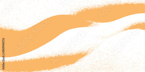 Hand drawn vector illustration of a young woman with wet skin enjoying summer food by the pink sand and blue ocean water