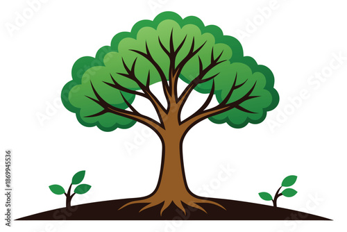 Silhouette of a growing tree representing personal development and a new beginning