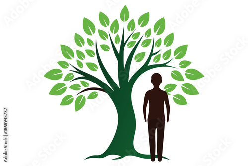 White silhouette of a growing tree on a white background, representing personal growth