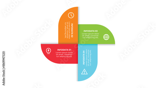 Abstract of graph, diagram with 4 steps, options, parts or processes. Vector business template for presentation