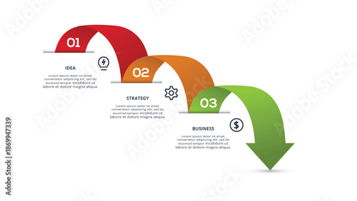 Abstract of graph, diagram with 3 steps, options, parts or processes. Vector business template for presentation
