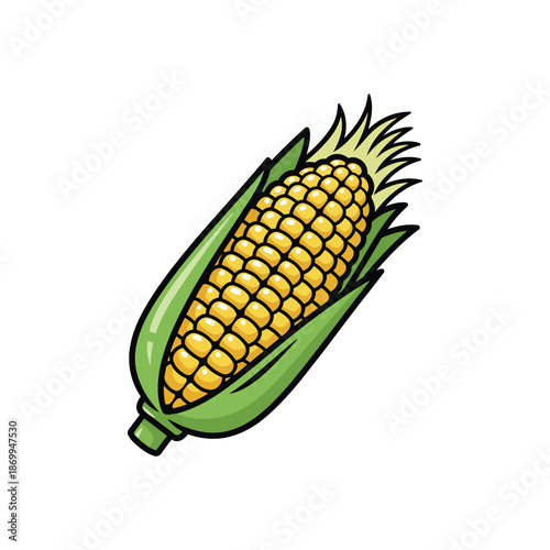 Fresh Yellow Corn on the Cob Vegetable Vector Illustration