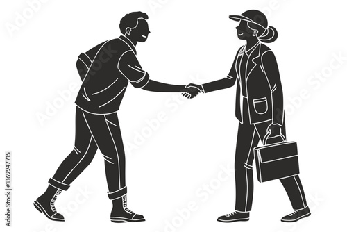 Connection and Trust, Two People Shaking Hands, Business Partnership and Agreement