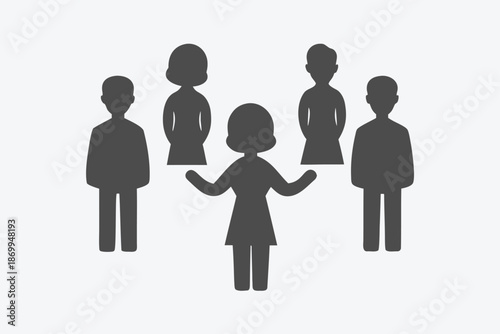 Silhouette Icon of User Group, Customer Base, or Social Community for Marketing and Demographics