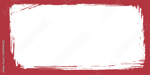 Red grunge frame and background design featuring a paint splash texture with blood splatter ink brush strokes and artistic vector illustration elements for a Christmas banner backdrop