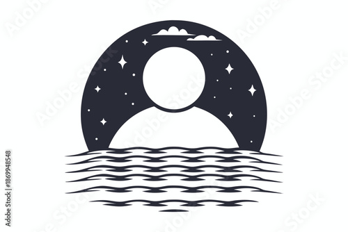 Clean user profile graphic with a wave pattern, suggesting peacefulness and personal space