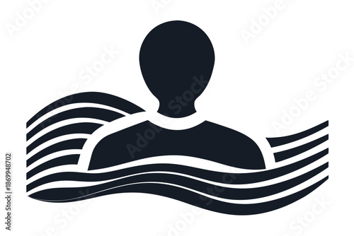 Abstract shape with calming wave lines, representing user focus and peaceful state of mind