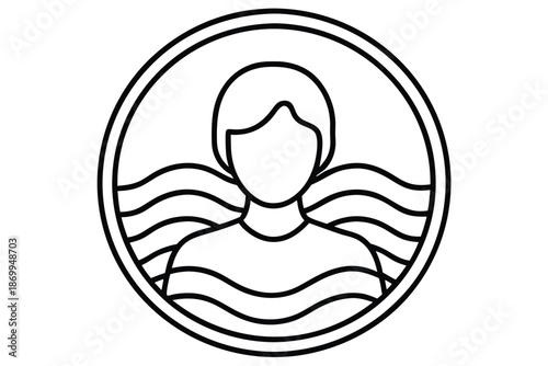 Vector silhouette of a person's profile with a gentle wave pattern, symbolizing calm and clarity