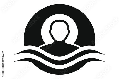 Silhouette of a user profile with subtle wave elements, signifying calm and inner peace