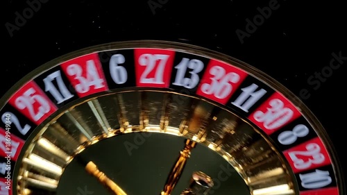 Roulette wheel in an elite casino, the winning number has fallen out. Concept of winning, gambling, jackpot