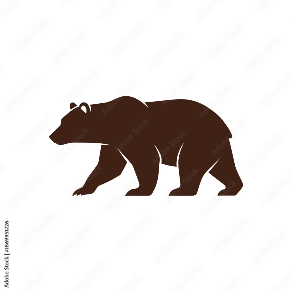 Fototapeta premium Wild Brown Bear Animal Silhouette Vector Illustration