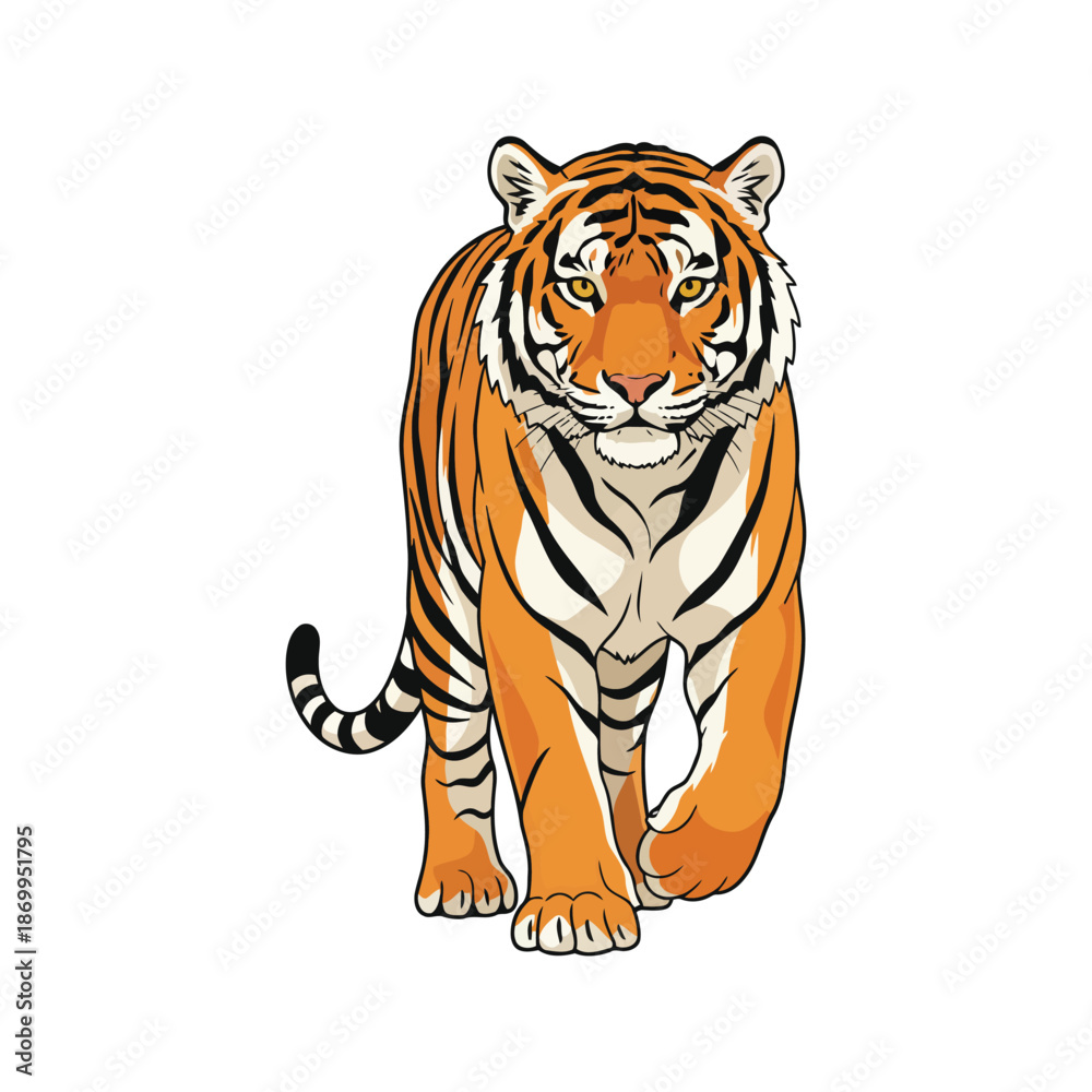 Fototapeta premium Tiger Vector Illustration Isolated on White Background