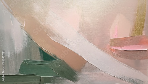 Abstract Painting Soft Neutral Tones Pink Beige Green Contemporary Art Canvas Modern Artistic