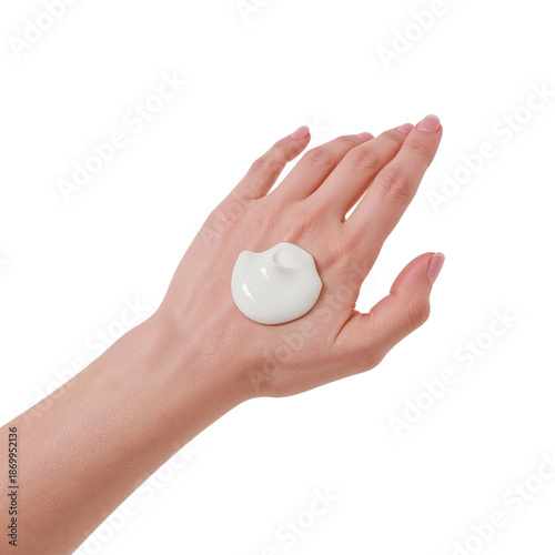Hand Holding Cream With White Lotion for Skin Care in Bright Setting During D...
