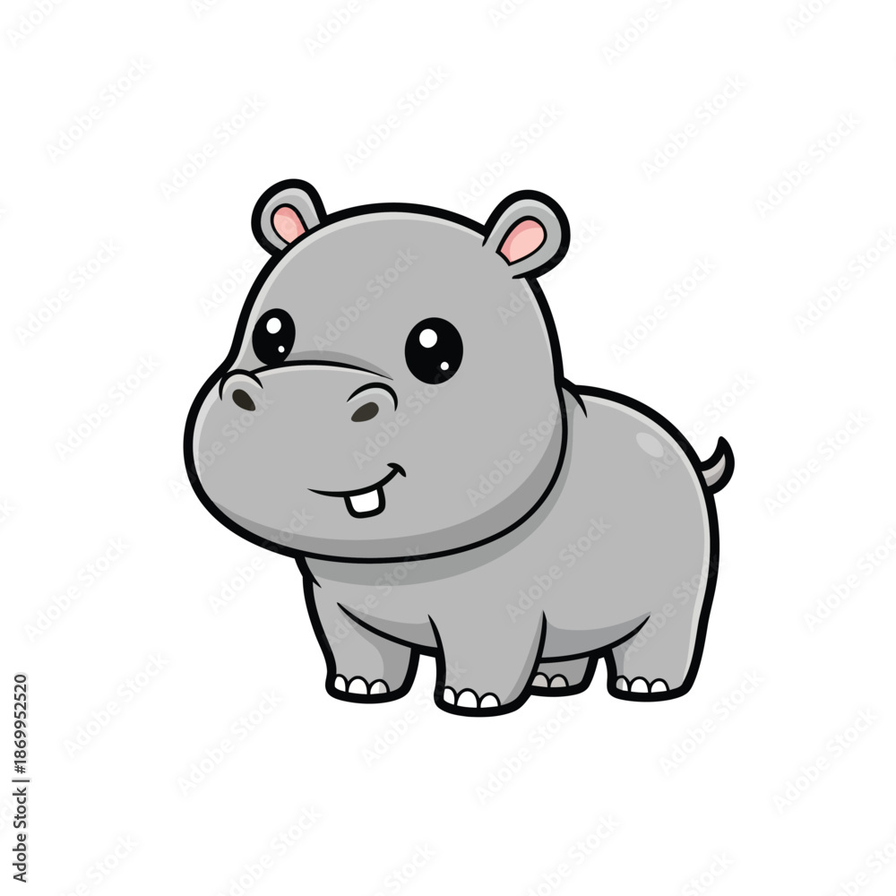Obraz premium Cute Hippopotamus Character Cartoon Vector Illustration