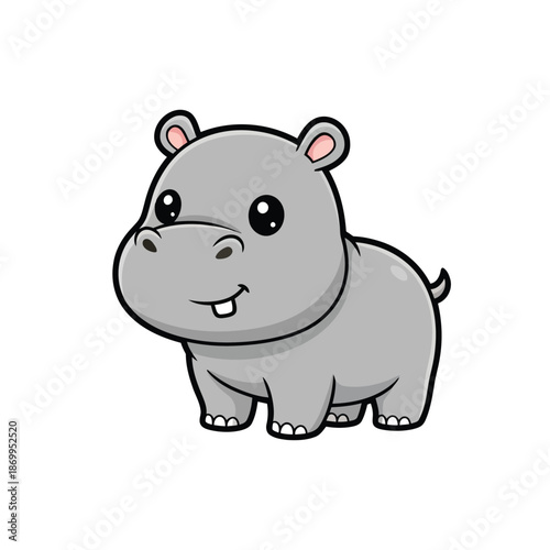 Cute Hippopotamus Character Cartoon Vector Illustration