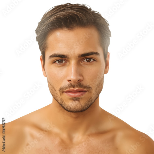 Young Man With Short Hair Looking Directly at the Camera With a Neutral Expre...