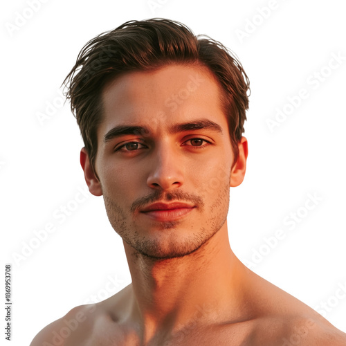 Portrait of a Man With Short Hair Looking at the Camera During Sunset