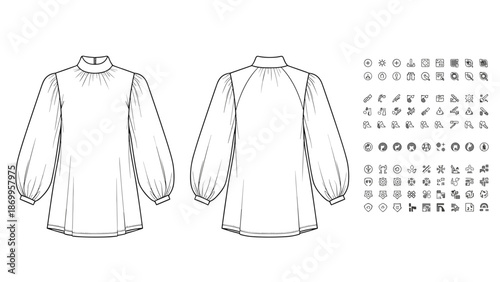 Classic Long Sleeve Shirt Line Art Illustration