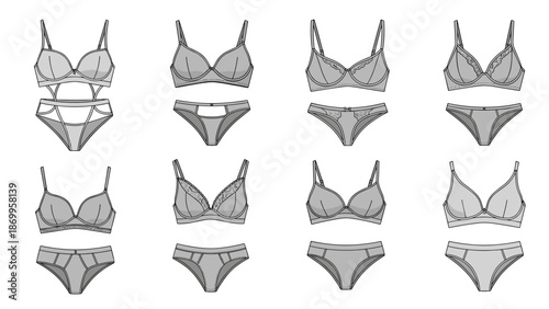 Collection of Elegant Vector Bikini Illustrations