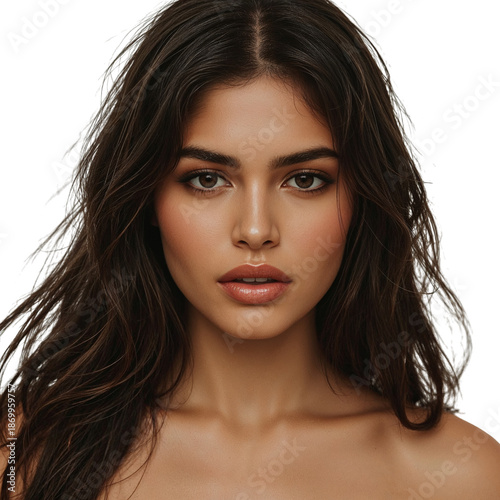 Model in White Dress Poses for a Fashion Shoot Indoors With Natural Light and...