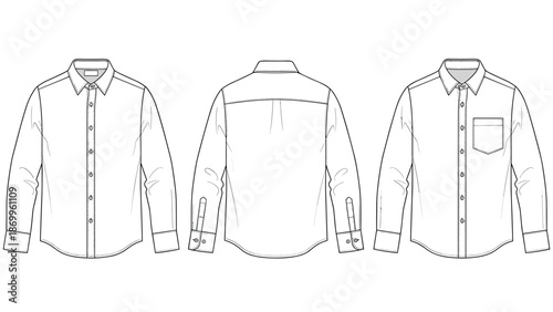 Classic Button-Down Shirts Vector Illustration