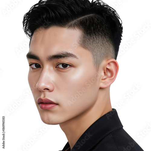 Young Man Looking Directly at the Camera With Focus on His Facial Features an...