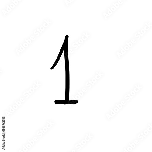 Foto Hand drawn number 1, doodle handwritten numeral isolated on transparent backgrou