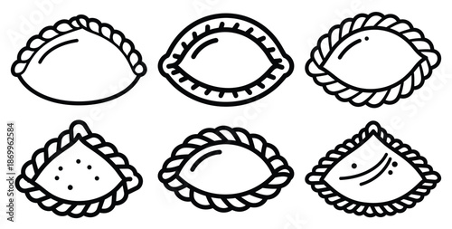 A collection of modern and minimal indian sweets gujiya outline icon set. Holiday outline icons