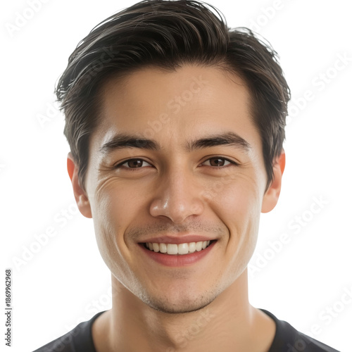 Young Man With Curly Hair in Plain White Shirt Looking at the Camera